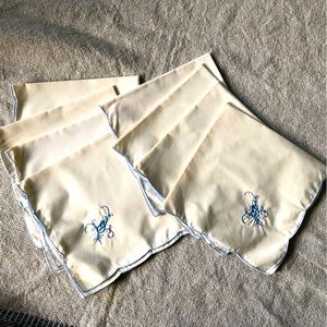 Vintage Linen Napkins, Embroidered, set of 8